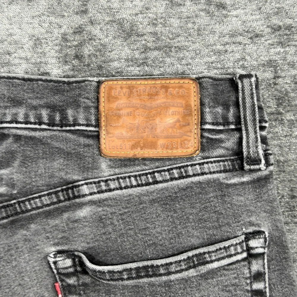 Levis Premium 511 Slim Fit Jeans Mens Size 33x34 Faded‎ Black Denim 04511-4609